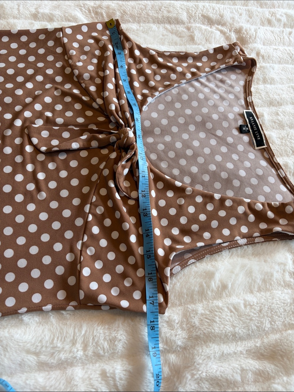 Melanie Lyne Brown Polka Dot Tie-Front Sleeveless Tank Top - Picture 7 of 13